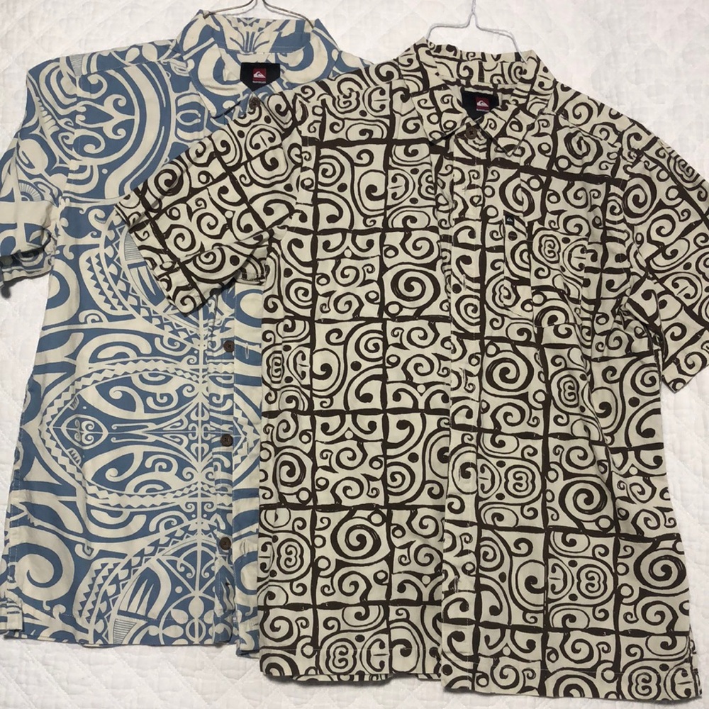 Two boy’s Quicksilver button down shirts size large